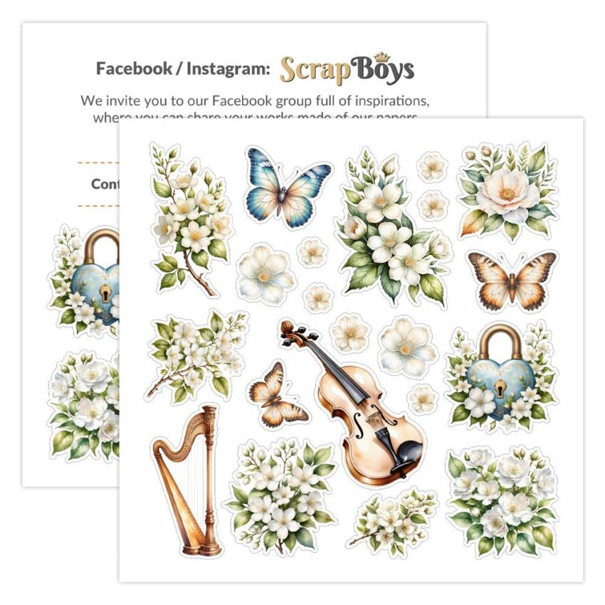 ScrapBoys - Designpapier "Flowers Melody" Paper Pack 8x8 Inch - 12 Bogen