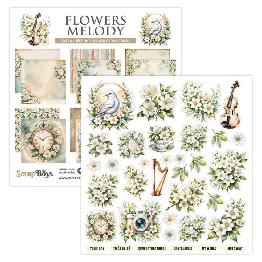 ScrapBoys - Designpapier "Flowers Melody" Paper Pack 12x12 Inch - 12 Bogen