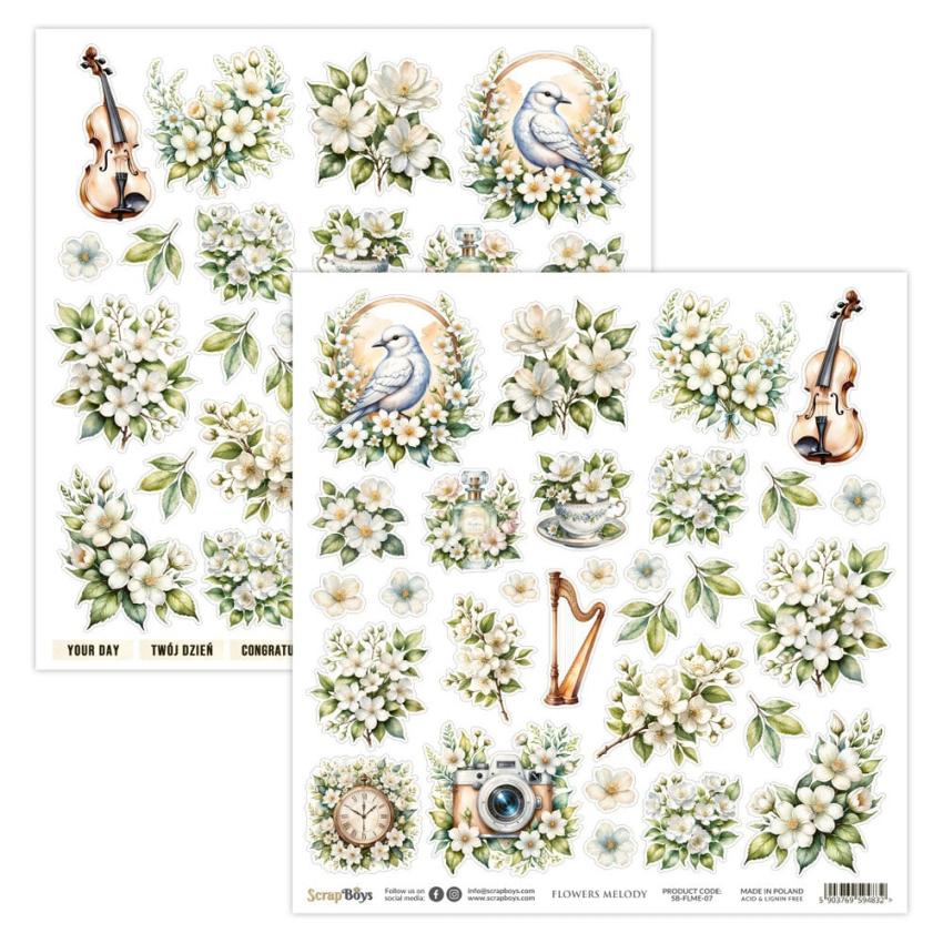 ScrapBoys - Designpapier "Flowers Melody" Paper Pack 12x12 Inch - 12 Bogen