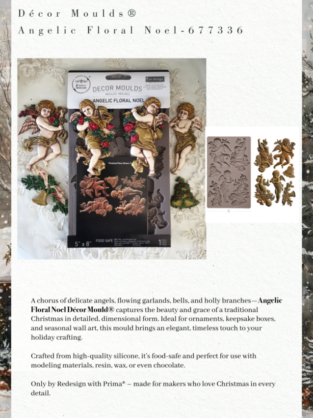 Re-Design with Prima - Gießform "Angelic Floral Noel" Mould 5x8 Inch