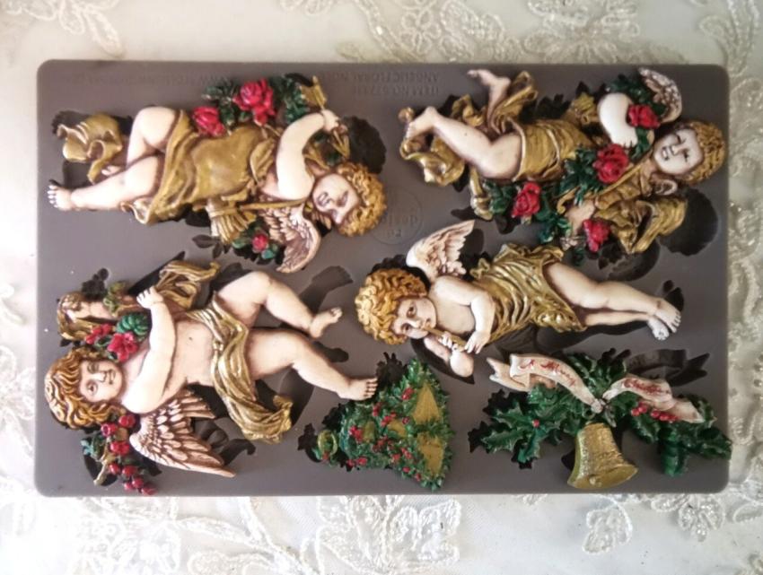 Re-Design with Prima - Gießform "Angelic Floral Noel" Mould 5x8 Inch