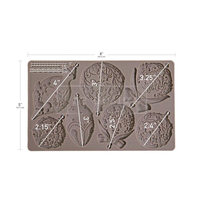 Re-Design with Prima - Gießform "Shimmering Holiday Ornaments" Mould 5x8 Inch