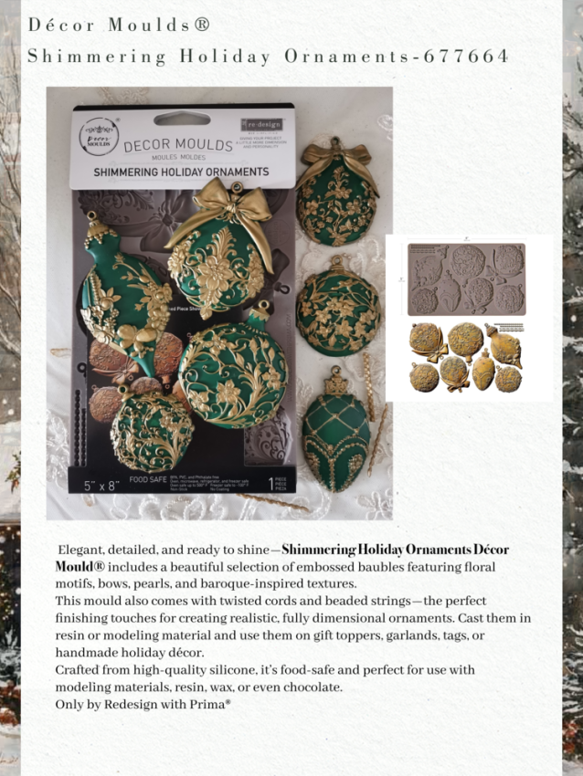 Re-Design with Prima - Gießform "Shimmering Holiday Ornaments" Mould 5x8 Inch