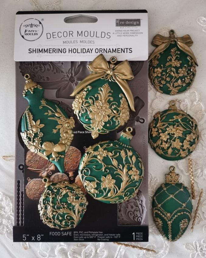 Re-Design with Prima - Gießform "Shimmering Holiday Ornaments" Mould 5x8 Inch