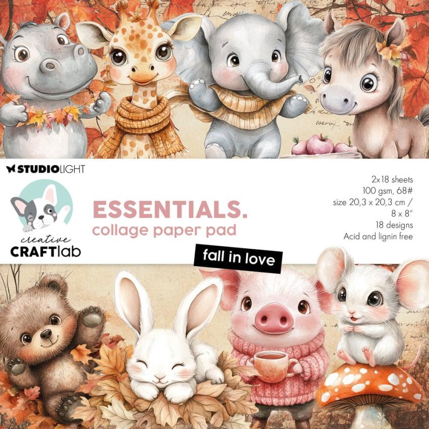 Creative Craft Lab - Studio Light - Designpapier "Fall in Love" Collage Paper Pad 20,3x20,3 cm - 36 Bogen