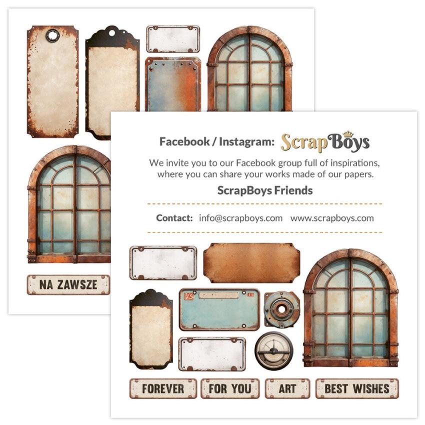 ScrapBoys - Designpapier "Rusty Pack" Paper Pack 8x8 Inch - 12 Bogen