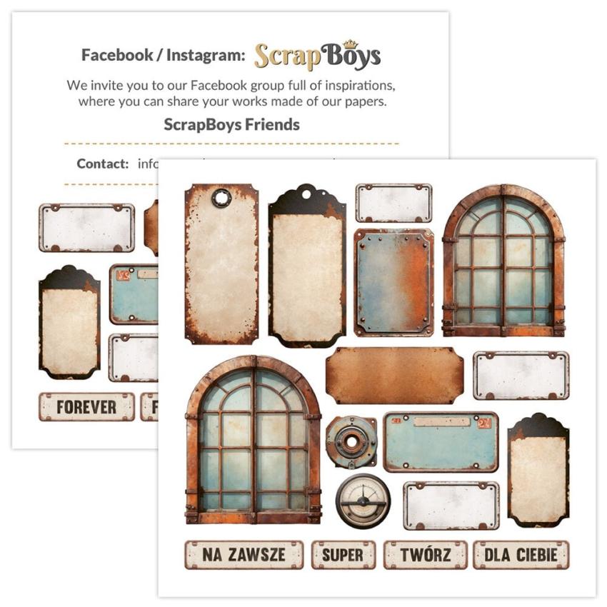 ScrapBoys - Designpapier "Rusty Pack" Paper Pack 8x8 Inch - 12 Bogen