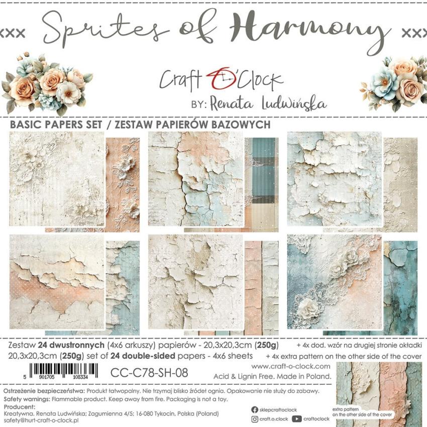 Craft OClock - Designpapier "Sprites of Harmony" Basic Paper Pack 8x8 Inch - 24 Bogen