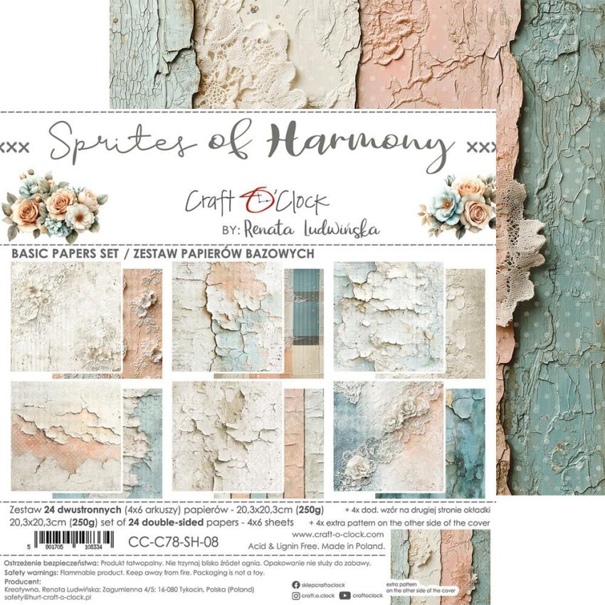 Craft OClock - Designpapier "Sprites of Harmony" Basic Paper Pack 8x8 Inch - 24 Bogen