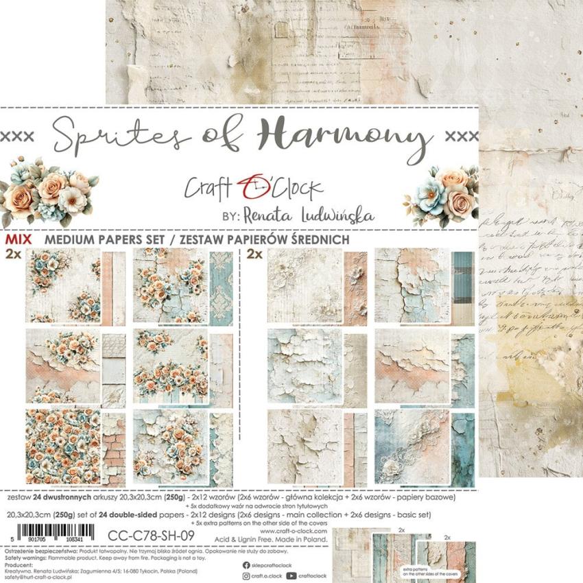 Craft OClock - Designpapier "Sprites of Harmony" Medium Paper Pack 8x8 Inch - 24 Bogen