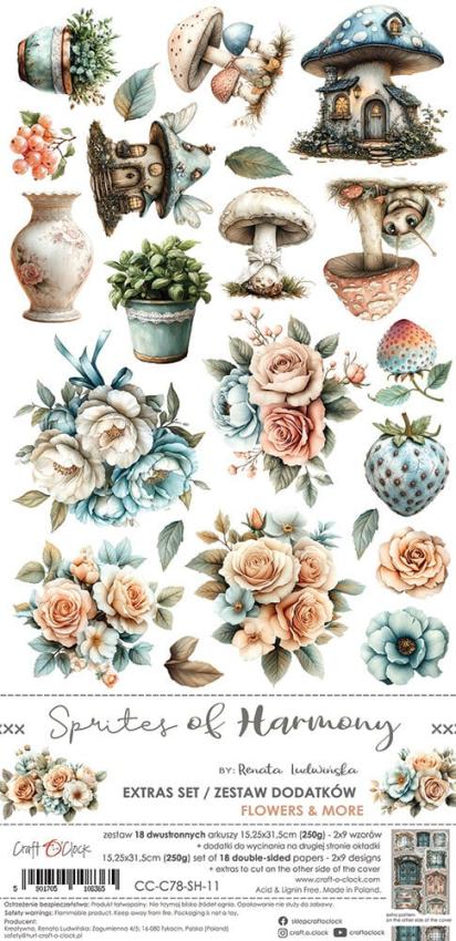 Craft OClock - Ausschneidebogen "Sprites of Harmony" Extra Set Flowers & More - 18 Bogen