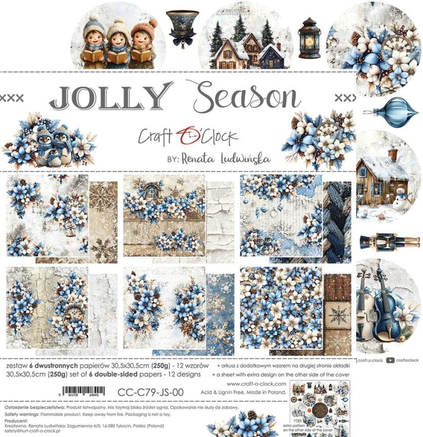 Craft OClock - Designpapier "Jolly Season" Paper Pack 12x12 Inch - 6 Bogen