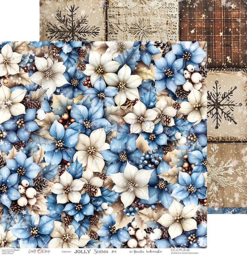 Craft OClock - Designpapier "Jolly Season" Paper Pack 12x12 Inch - 6 Bogen