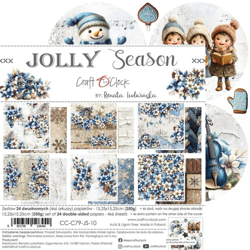 Craft OClock - Designpapier "Jolly Season" Paper Pack 6x6 Inch - 24 Bogen