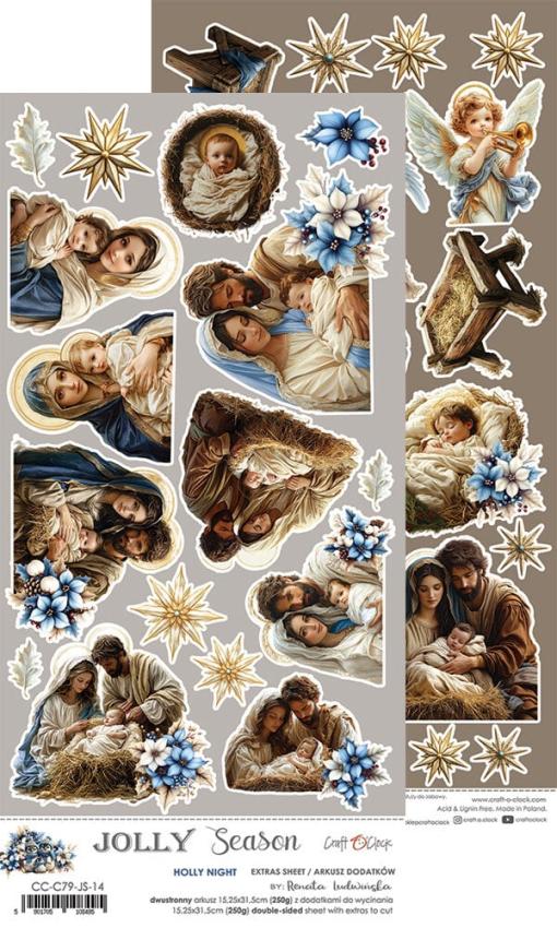 Craft OClock - Ausschneidebogen "Jolly Season" Extra Sheet Holly Night - 1 Bogen