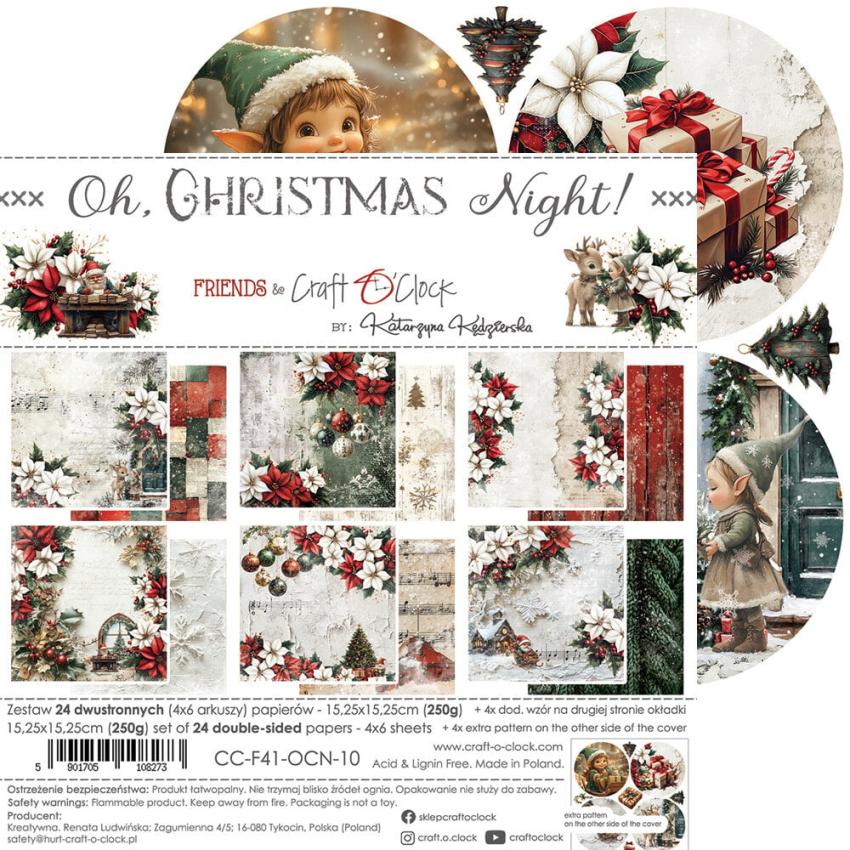 Craft OClock - Designpapier "Oh Christmas Night" Paper Pack 6x6 Inch - 24 Bogen
