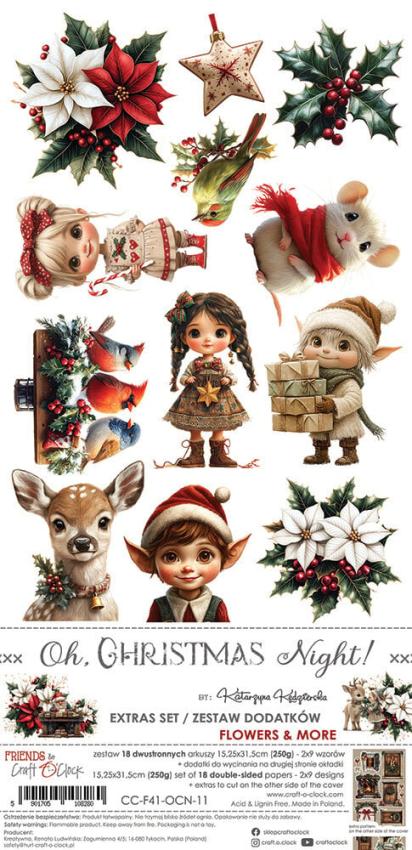 Craft OClock - Ausschneidebogen "Oh Christmas Night" Extra Set Flowers & More - 18 Bogen