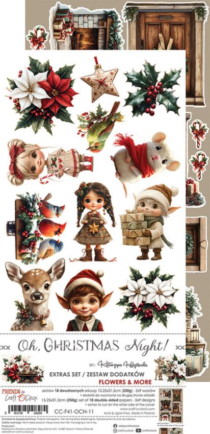 Craft OClock - Ausschneidebogen "Oh Christmas Night" Extra Set Flowers & More - 18 Bogen