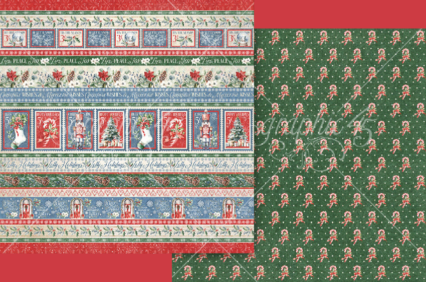 Graphic 45 - Designpapier "Deck the Halls" Collection Pack 8x8 Inch - 24 Bogen