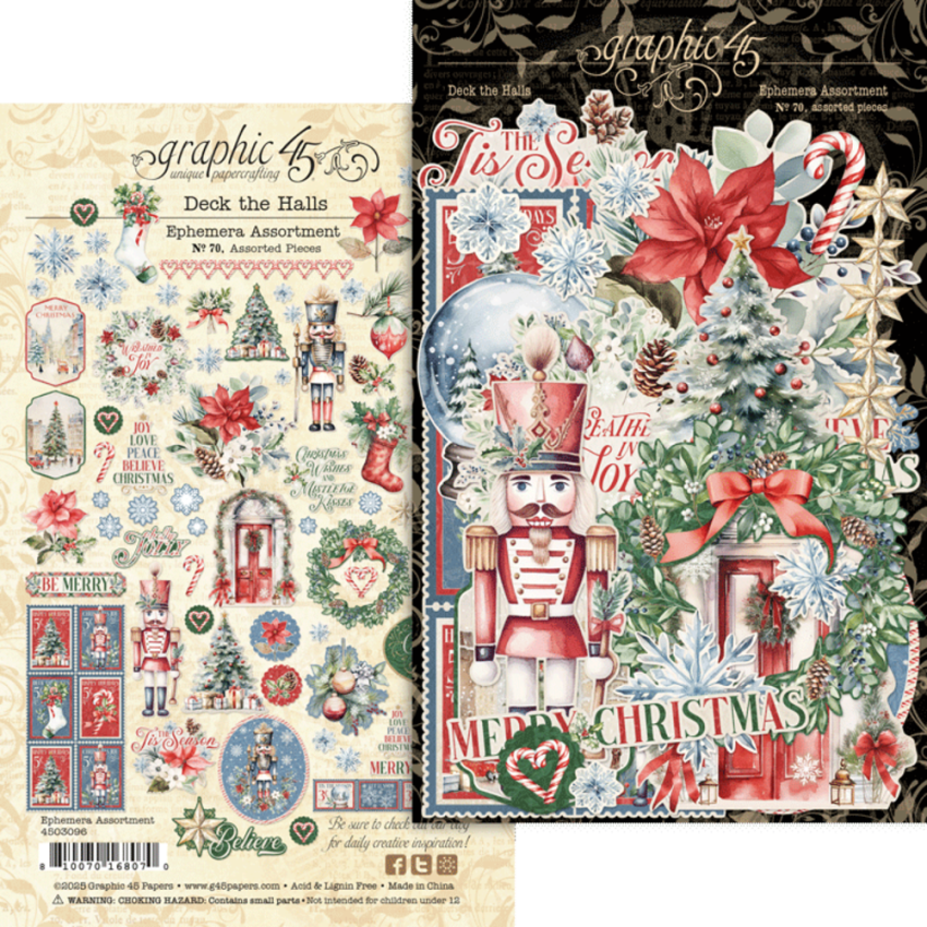 Graphic 45 - Stanzteile "Deck the Halls" Ephemera