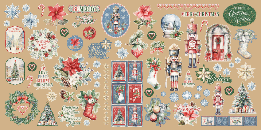 Graphic 45 - Stanzteile "Deck the Halls" Ephemera