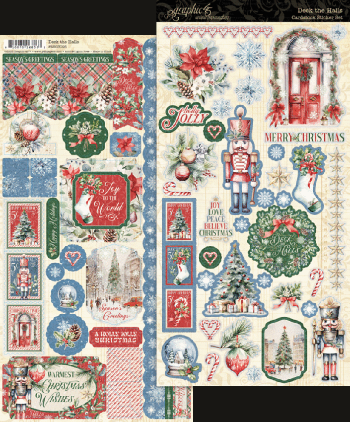 Graphic 45 - Aufkleber "Deck the Halls" Sticker