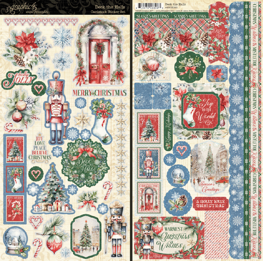 Graphic 45 - Aufkleber "Deck the Halls" Sticker