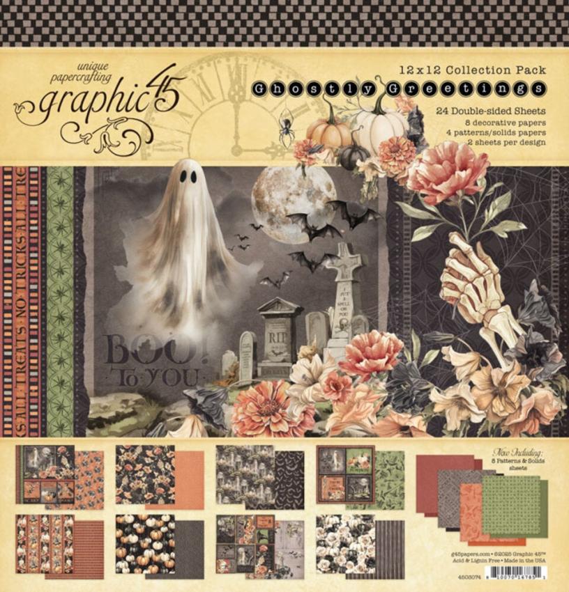 Graphic 45 - Designpapier "Ghostly Greetings" Collection Pack 12x12 Inch - 24 Bogen