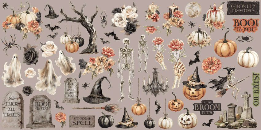 Graphic 45 - Stanzteile "Ghostly Greetings" Ephemera