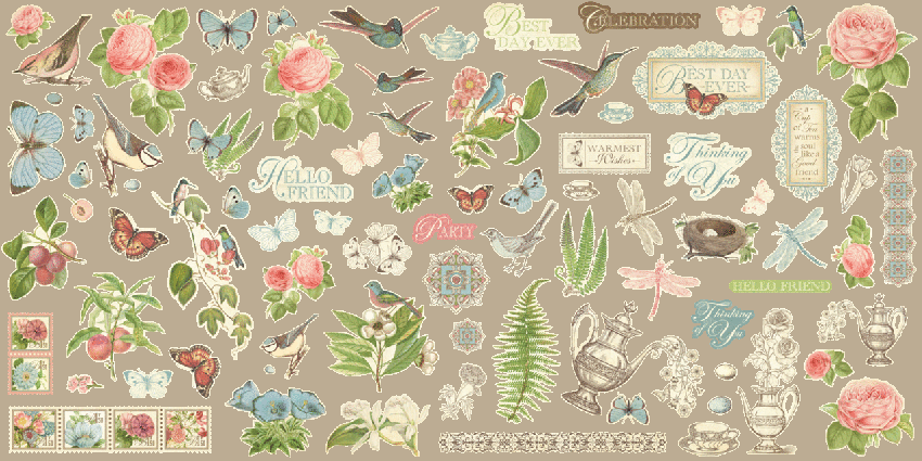 Graphic 45 - Designpapier "Botanical Tea Keepsake" Deluxe Collectors Edition 12x12 Inch - 24 Bogen