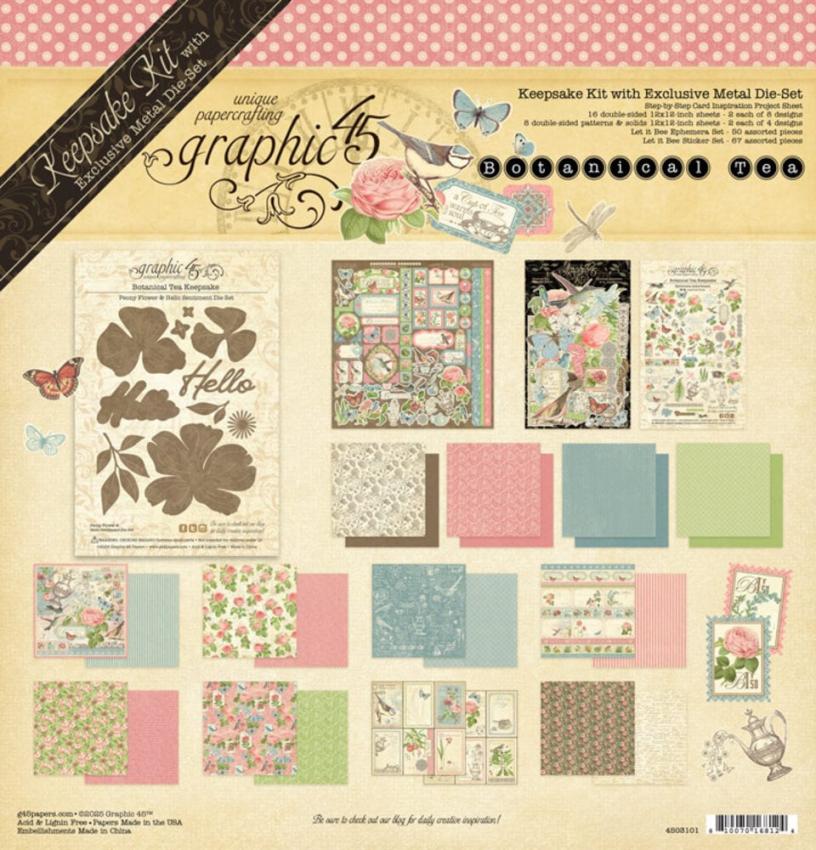 Graphic 45 - Designpapier "Tea Keepsake Kit" Deluxe Collectors Edition 12x12 Inch - 24 Bogen