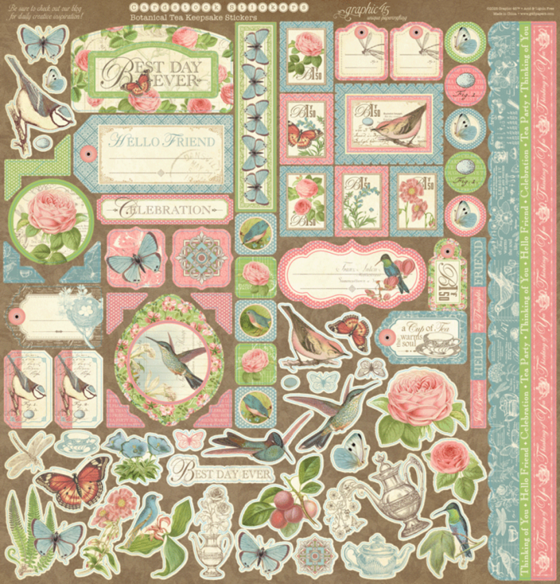 Graphic 45 - Designpapier "Tea Keepsake Kit" Deluxe Collectors Edition 12x12 Inch - 24 Bogen