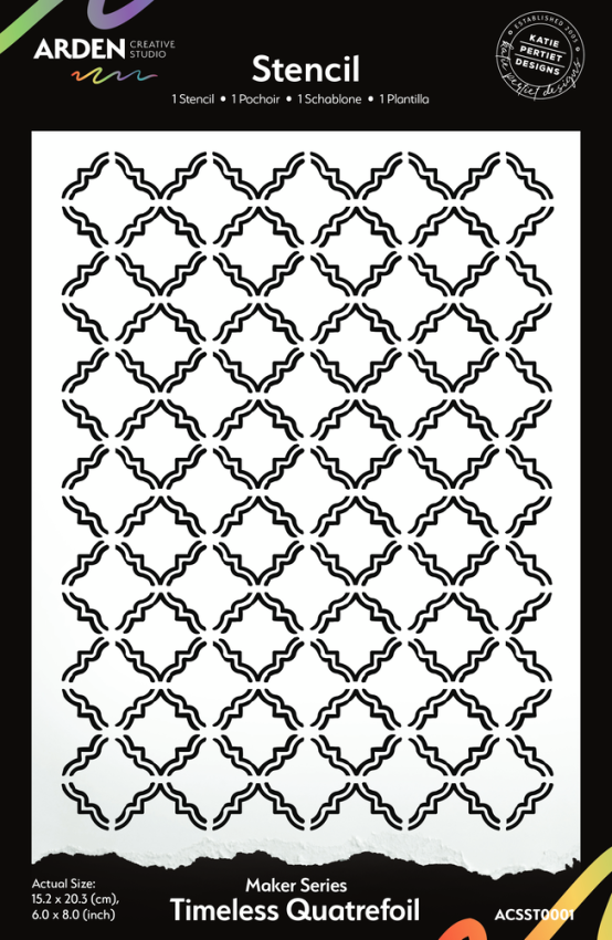 Arden Creative Studio - Schablone 6x8 Inch "Timeless Quatrefoil" Stencil