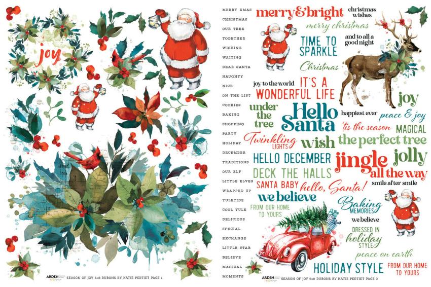 Arden Creative Studio - Transfer Aufkleber "Season of Joy" Rub-On Transfer Set