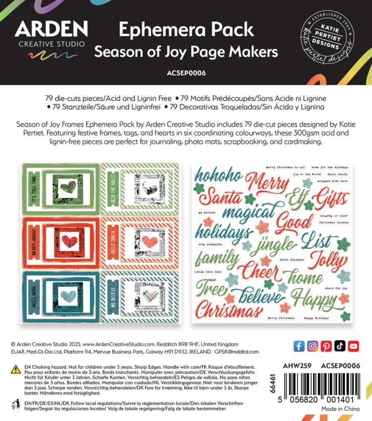 Arden Creative Studio - Stanzteile "Season of Joy Page Makers" Ephemera