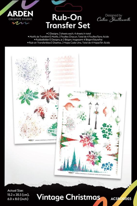Arden Creative Studio - Transfer Aufkleber "Vintage Christmas" Rub-On Transfer Set