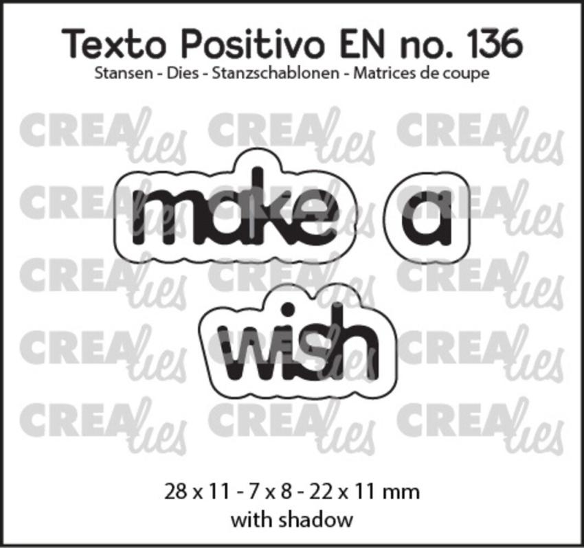 Crealies - Stanzschablone "No. 136 Make a Wish" Texto Positivo Dies