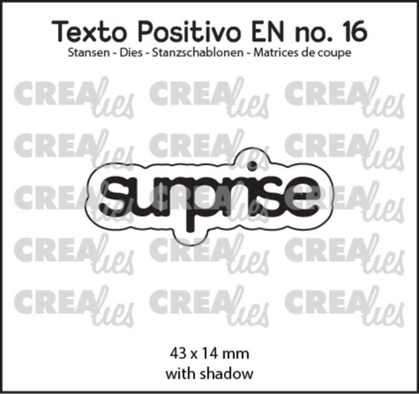 Crealies - Stanzschablone "No. 16 Surprise" Texto Positivo Dies