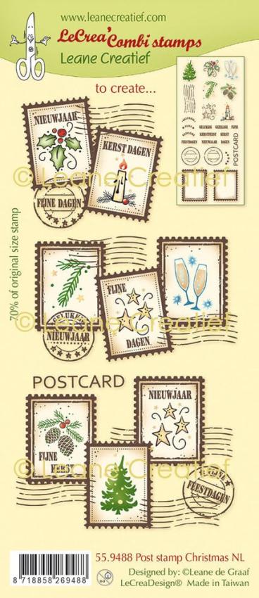 Leane Creatief - Stempelset "Post Stamps Christmas" LeCrea Combi Clear Stamps