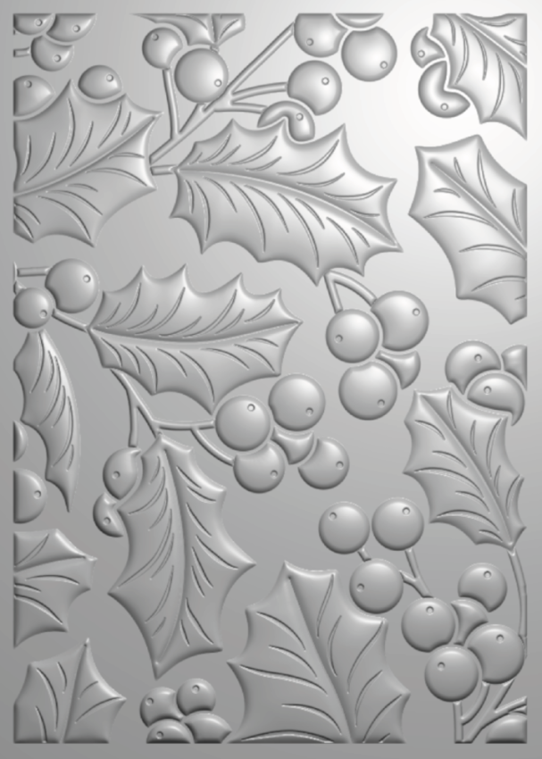 Crafters Companion - Prägefolder "Flourishing Holly" 3D Embossingfolder