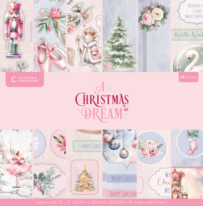 Crafters Companion - Stanzteile "A Christmas Dream" Paper Pack Topper 8x8 Inch - 48 Bogen