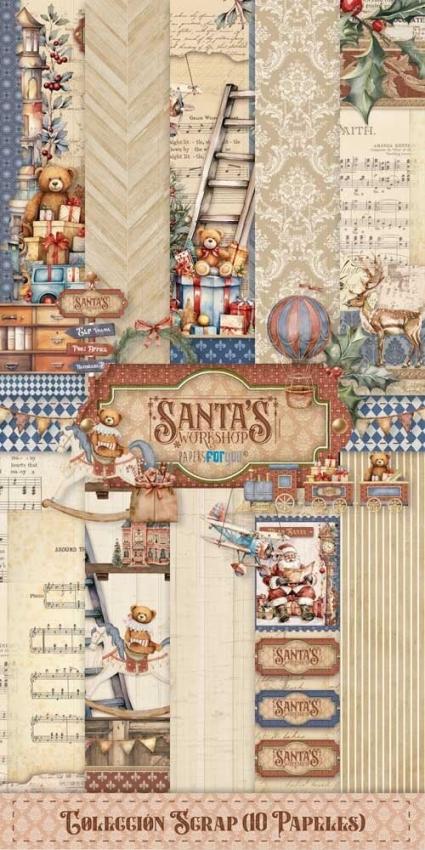 Papers For You - Designpapier "Santa's Workshop" Scrap Paper Pack 6x12 Inch - 10 Bogen 
