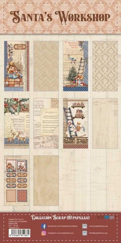 Papers For You - Designpapier "Santa's Workshop" Scrap Paper Pack 6x12 Inch - 10 Bogen 