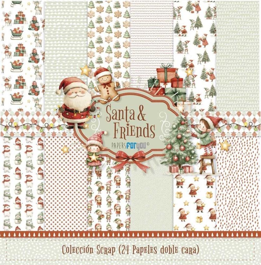 Papers For You - Designpapier "Santa & Friends" Scrap Paper Pack 8x8 Inch - 24 Bogen