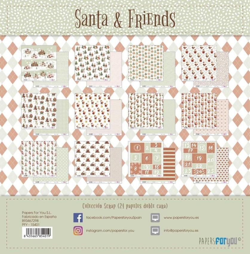 Papers For You - Designpapier "Santa & Friends" Scrap Paper Pack 6x12 Inch - 10 Bogen 