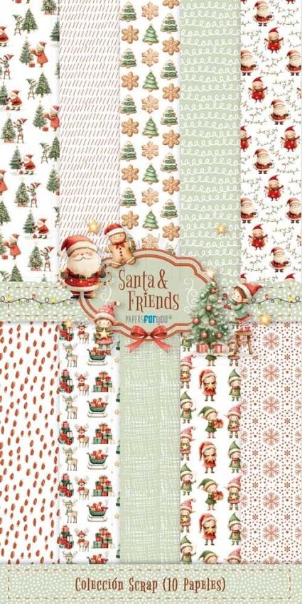 Papers For You - Designpapier "Santa & Friends" Scrap Paper Pack 6x12 Inch - 10 Bogen 