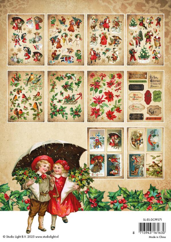 Studio Light - Stanzpapierbblock A5 "Vintage Christmas" Die Cut Paper Pad - 20 Bogen