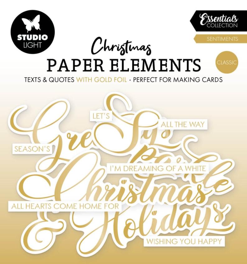 Studio Light - Stanzteile "Christmas Classic Gold" Paper Elements Sentiments Foil 