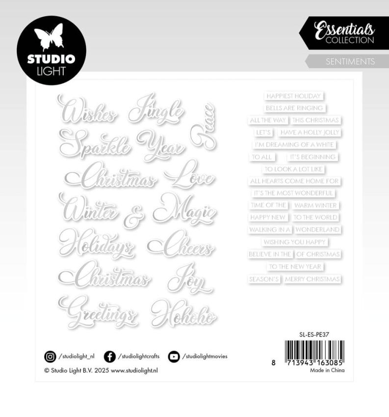 Studio Light - Stanzteile "Classic Silver Christmas" Paper Elements Sentiments Foil 