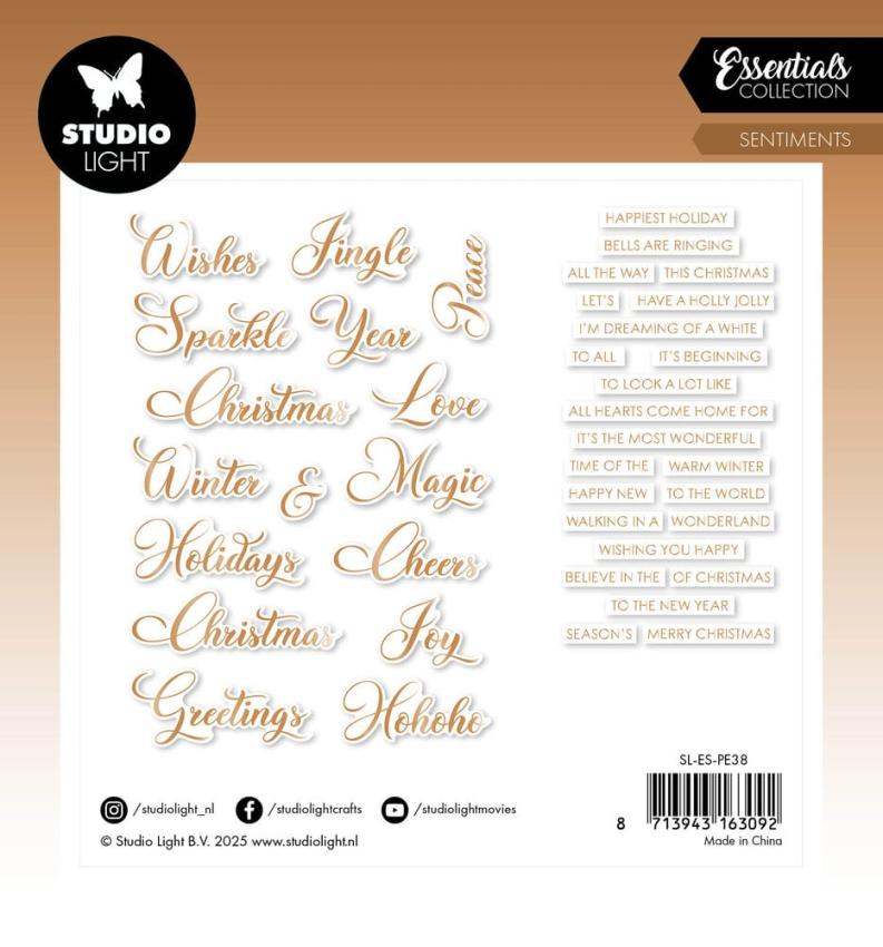 Studio Light - Stanzteile "Classic Bronze Christmas" Paper Elements Sentiments Foil 